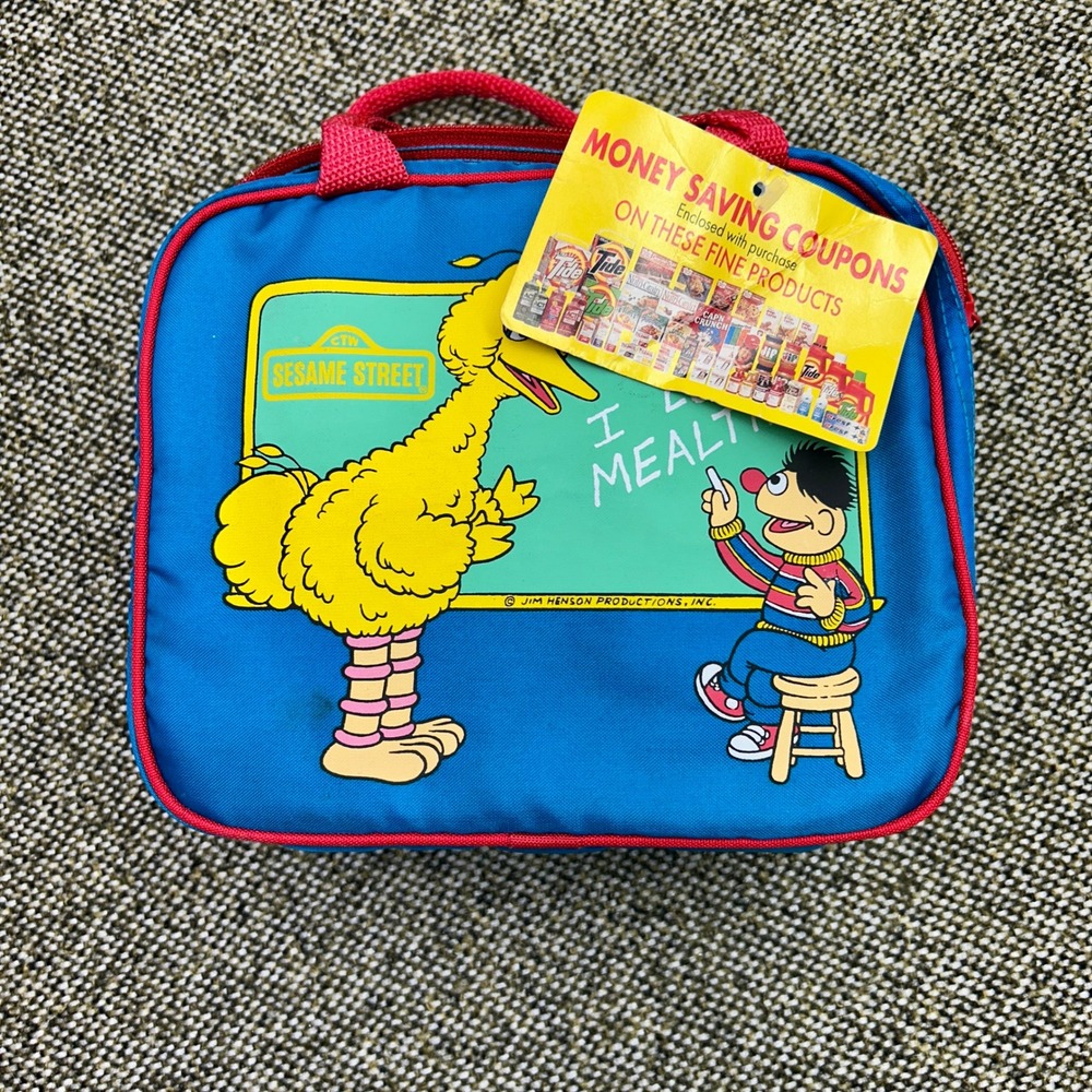 Aladdin Sesame Street Lunch Box Kids OS Blue NWT Vintage Big Bird Ernie Thermos